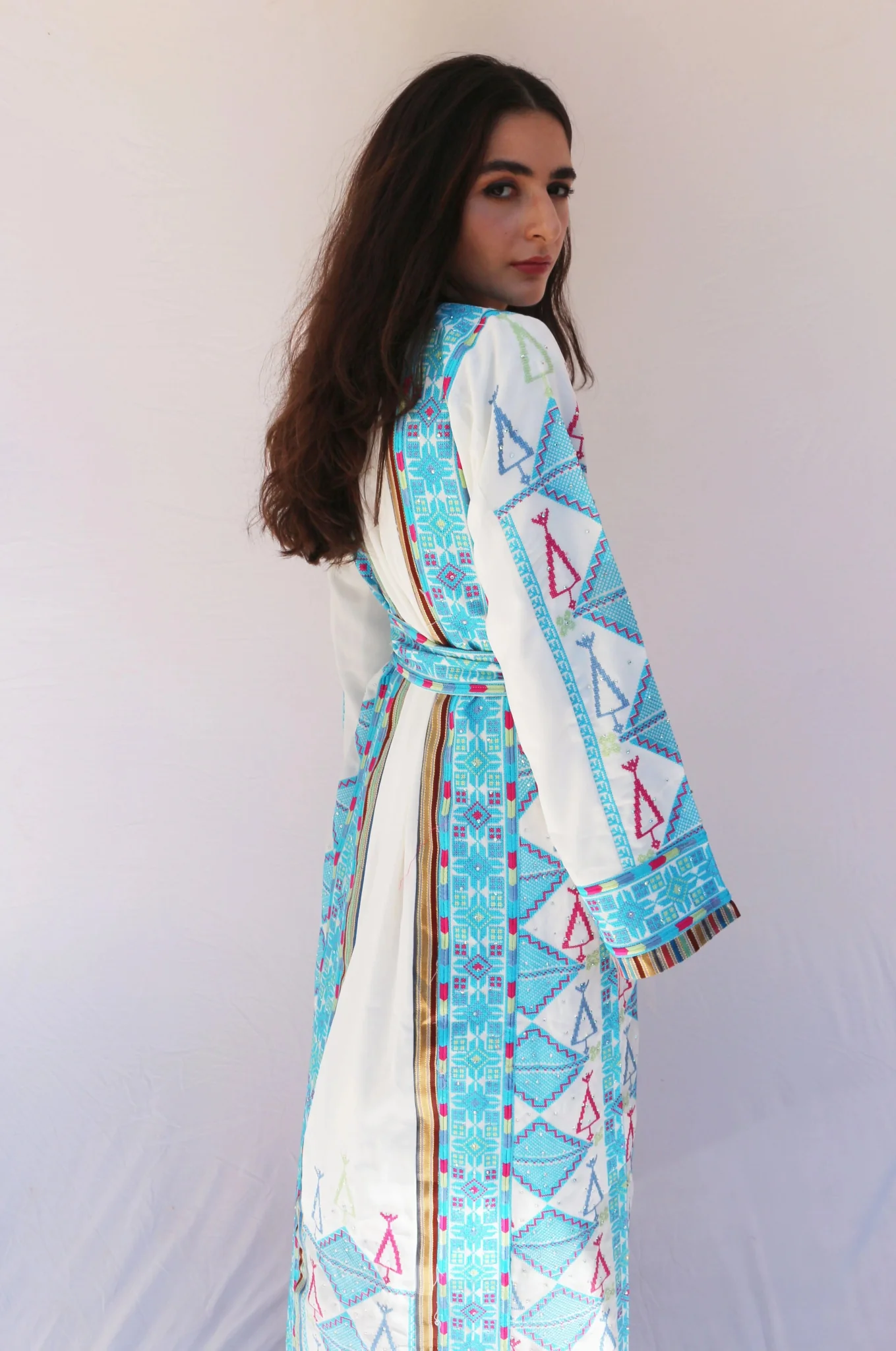 Baby Blue Ramallah Traditional Thobe Dress - Image 3