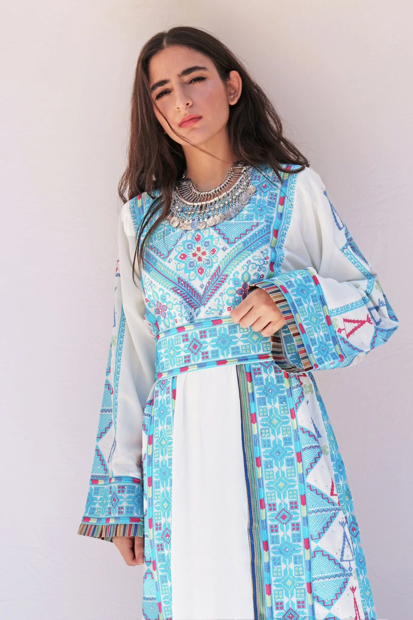 Baby Blue Ramallah Traditional Thobe Dress - Image 4