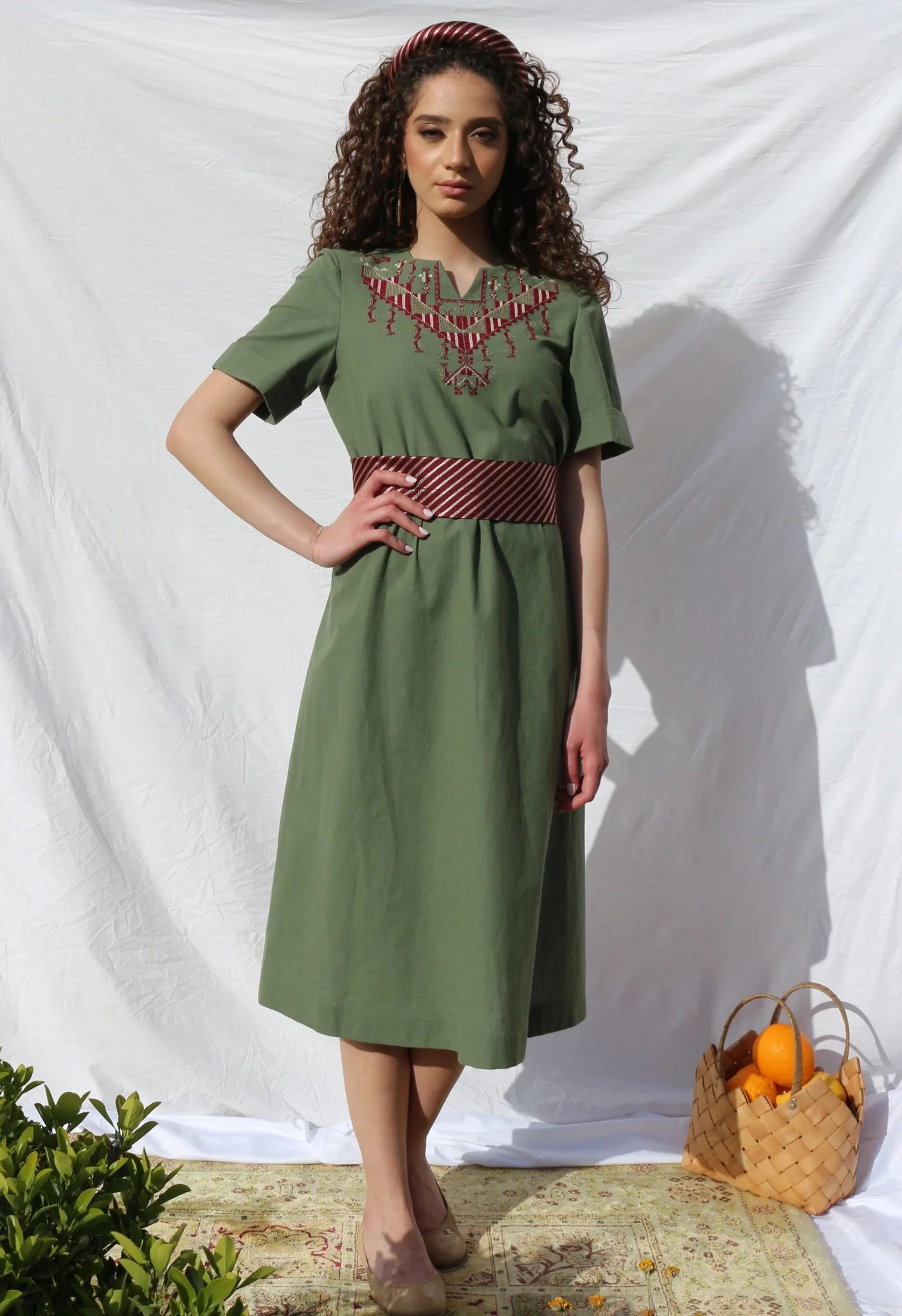 Hand-Embroidered Fallahi Linen Dress - Image 5