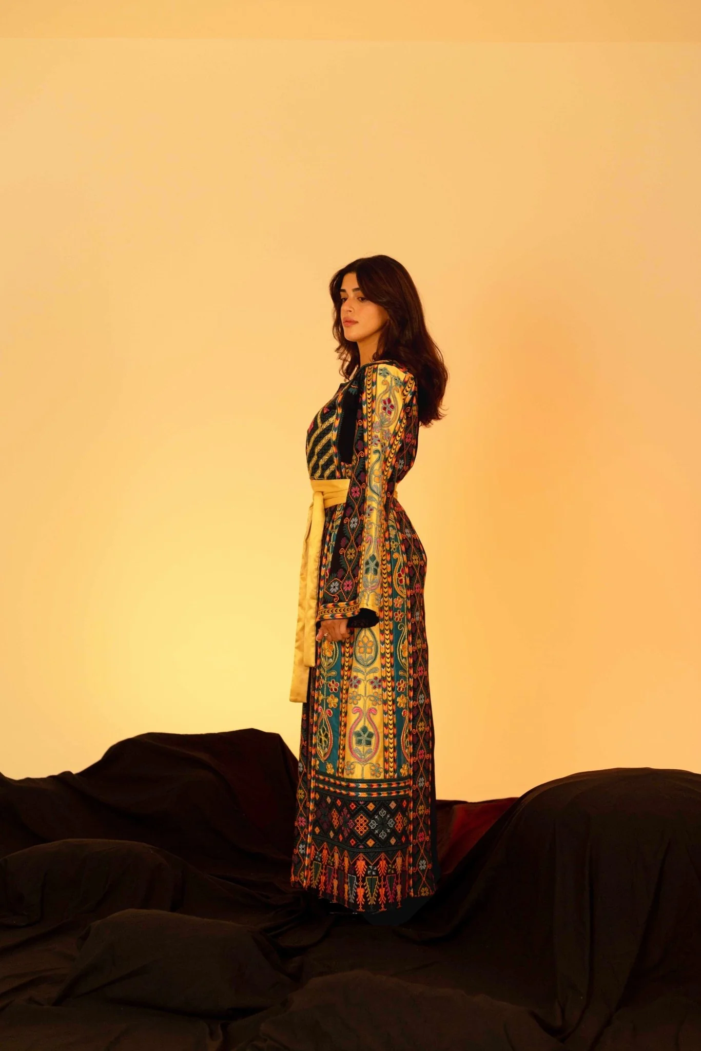 Navy and Gold Traditional Palestinian Thobe - Image 3