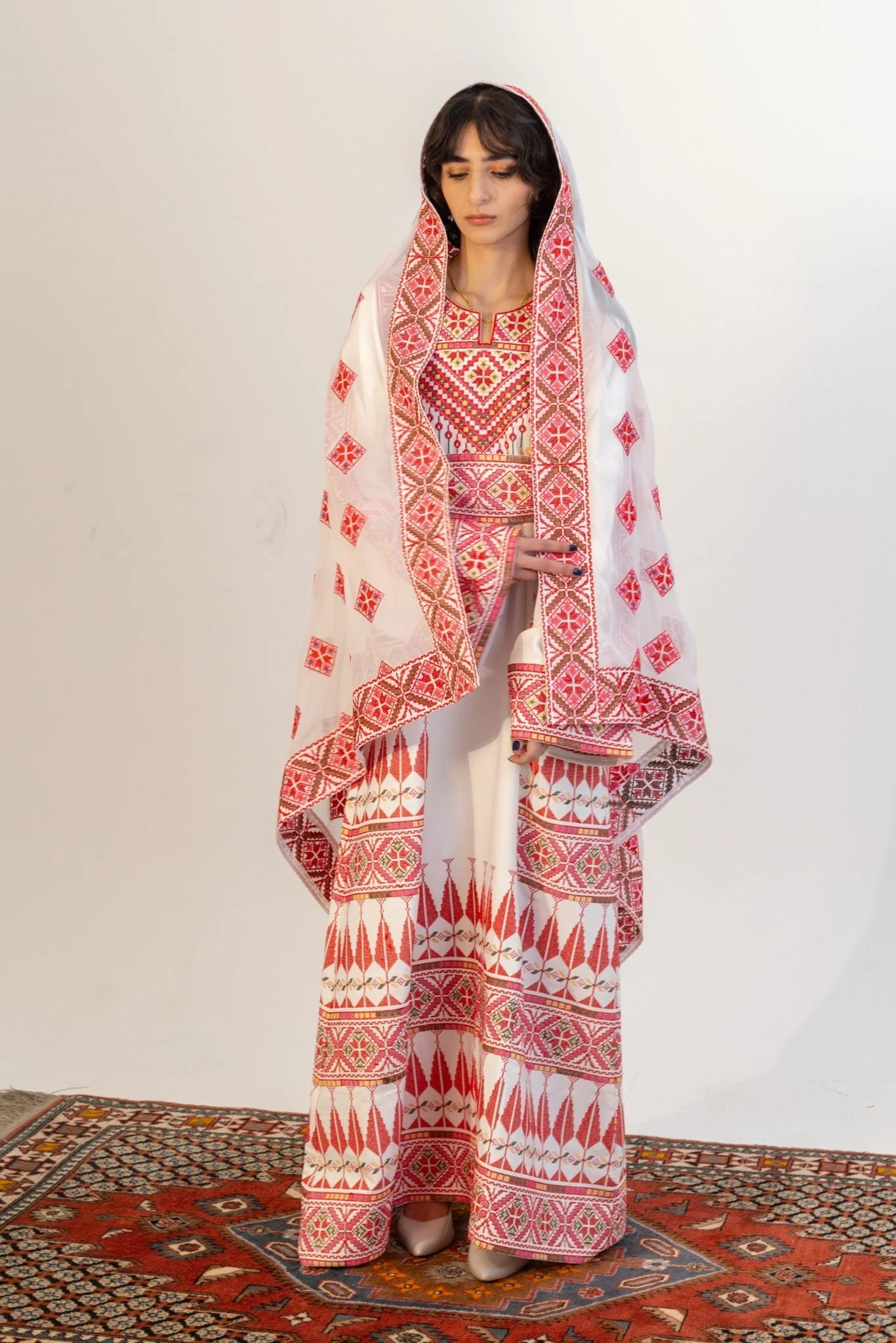 Traditional Embroidered Palestinian Shawl Head Dress - Image 6