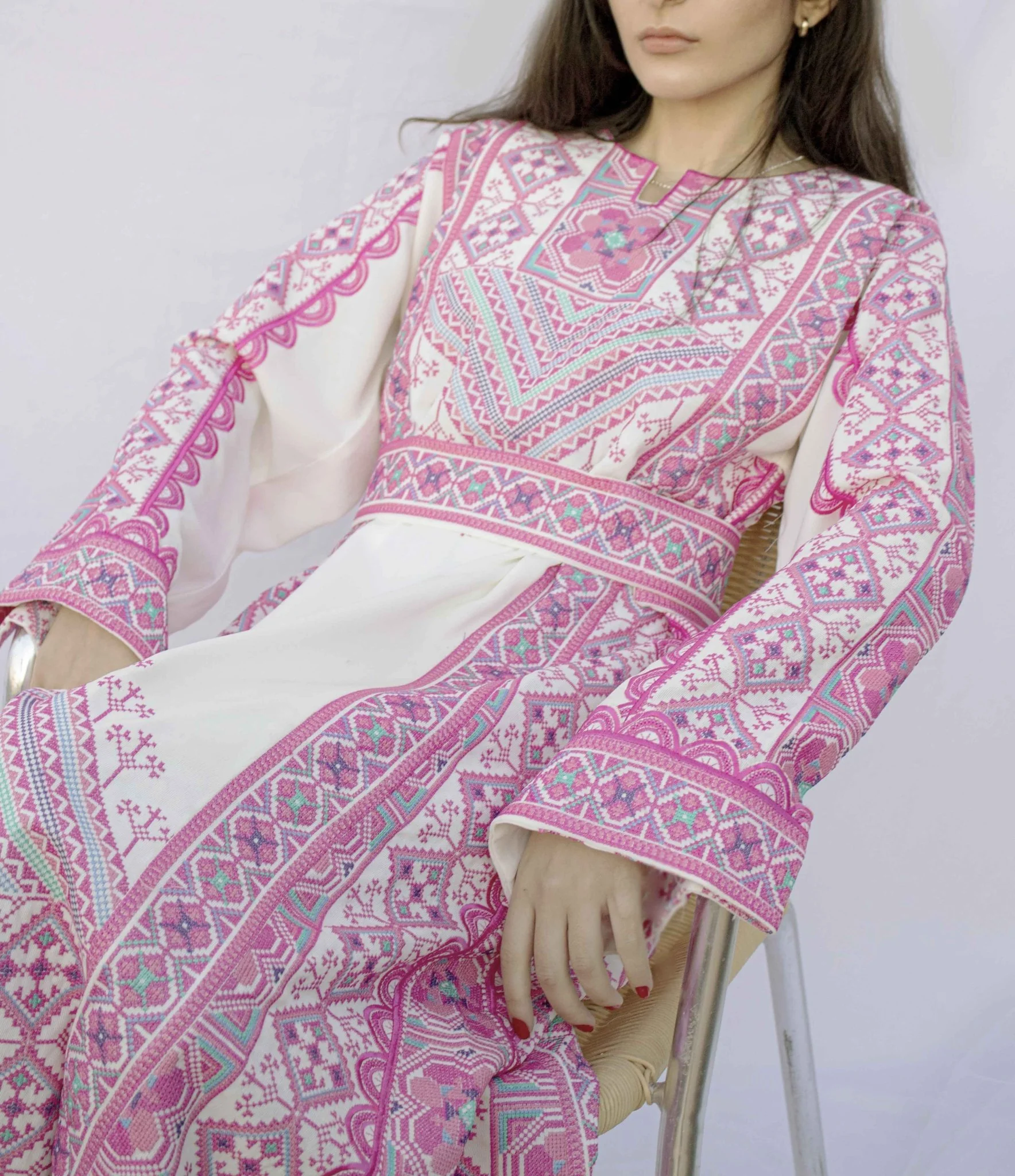 Zahra - Machine-embroidered Palestinian Thobe - Image 6